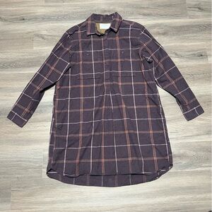 REI XL Flannel Dress Purple Meadow Plaid Wallace Lake Organic Cotton Cabincore